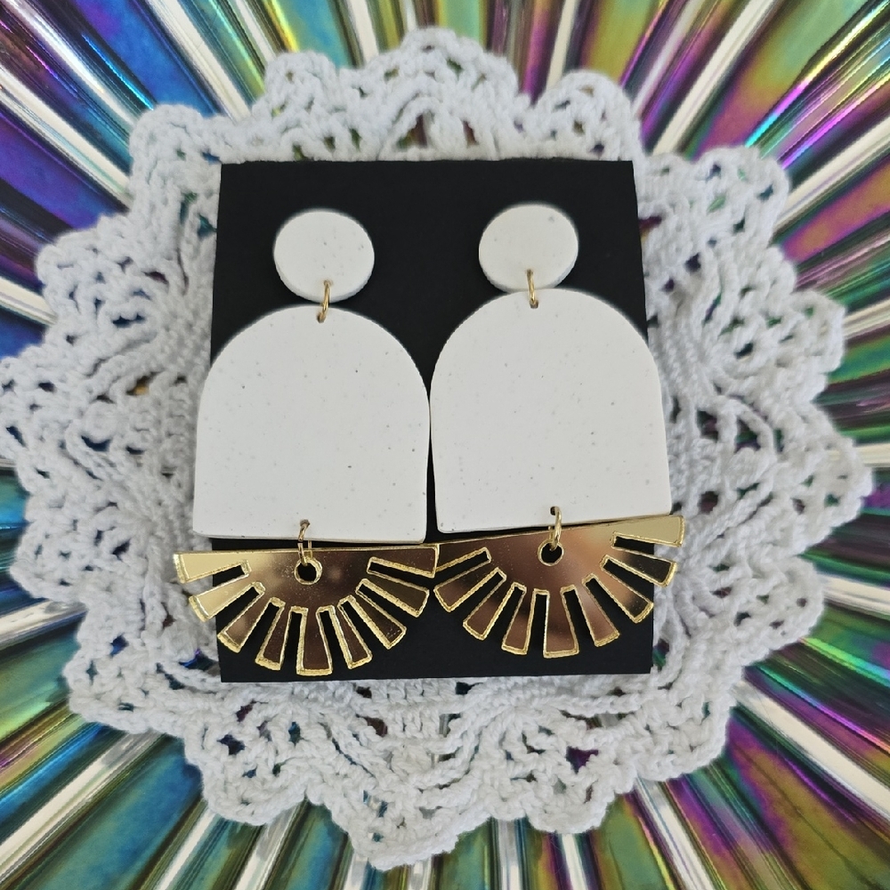 Rays of Sunshine Polymer Clay Dangle Earrings, NEW